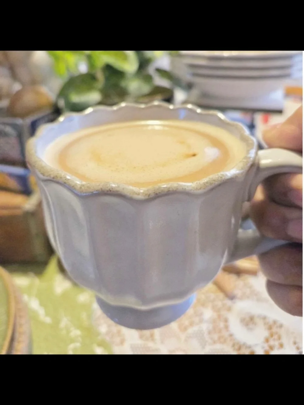 2pc 12oz Scalloped Edge Ceramic Mug with Foot Sour Cream- Hearth & Hand Magnolia - Picture 4 of 12